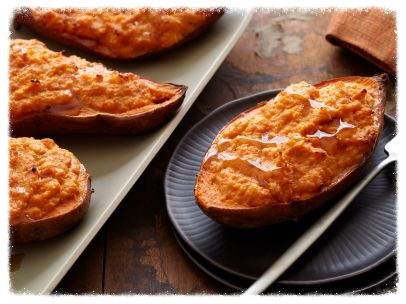 TWICE BAKED SWEET POTATOES
