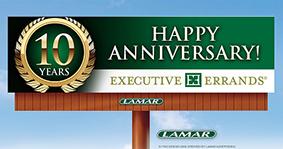 _Photo of the 10 Year Happy Anniversary to Executive Errands Billboard. Click Display Images if you cannot see it._