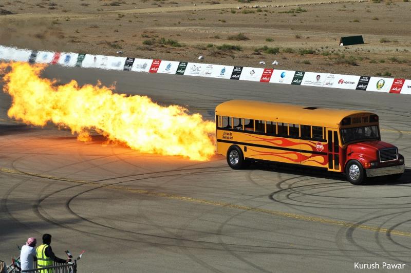 Flaming School Bus