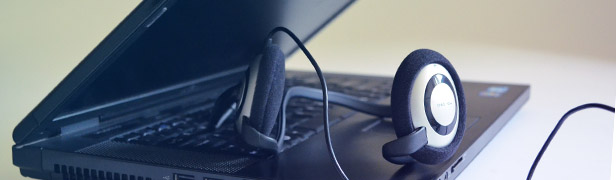 laptop with headphones