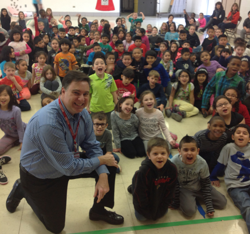 Meterologist Mike Caplan at Lake Louise School