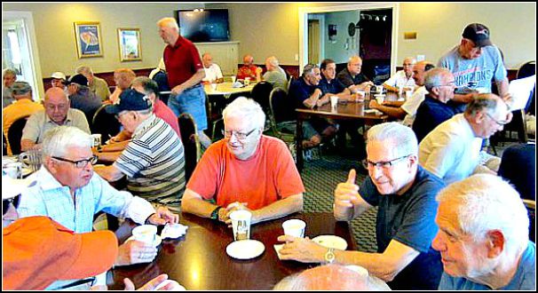 Men at the weekly Men's Coffee