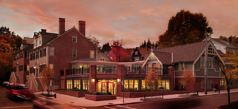 building at dusk