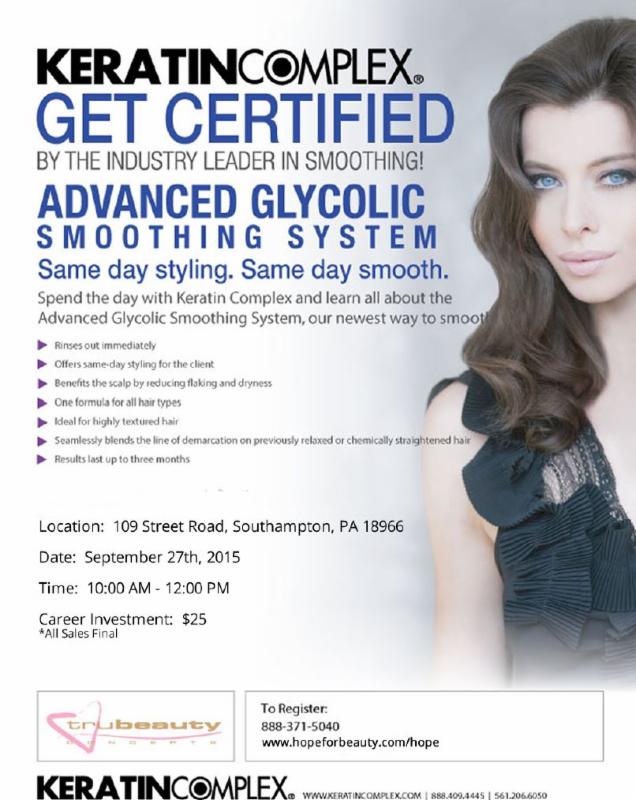 Keratin Complex Glycolic Smooting Certification at HOPE Keratin Complex Glycolic Smooting Certification at HOPE