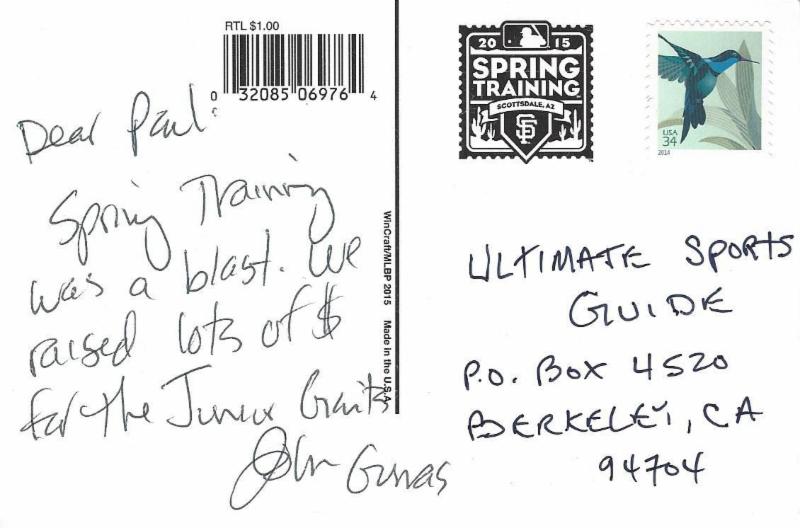 Spring training postcard  - 2015 John Gumas