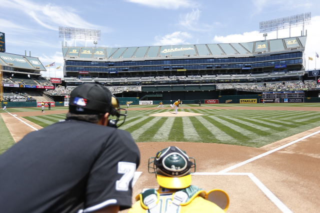 Umpire view - A's - 2015 - Michael Zagaris