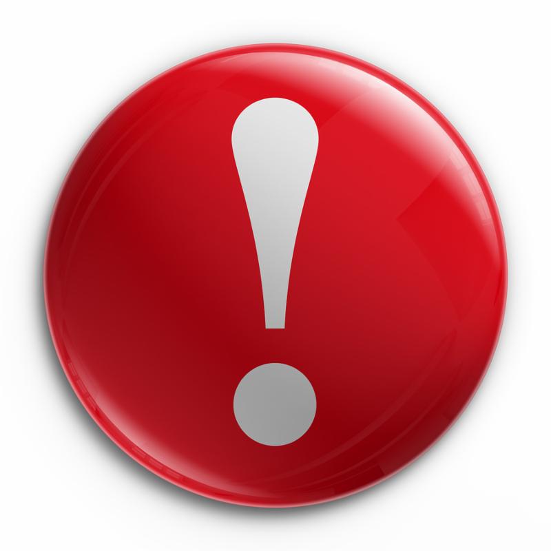 3d rendering of a badge with an exclamation point
