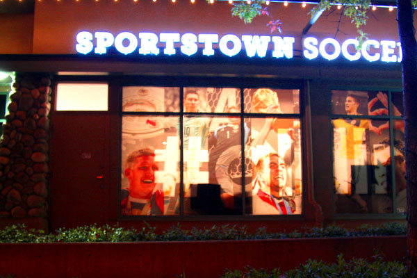 Glowing window vinyl and illuminated channel letter signs