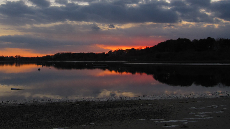 sunset over mill pond