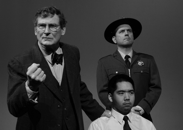 Nels Gudmundsson (Tell Schreiber), Kabuo Miyamoto (Tim Takechi) and Art Moran (Rob Burke); Photo: Dominique Cantwell