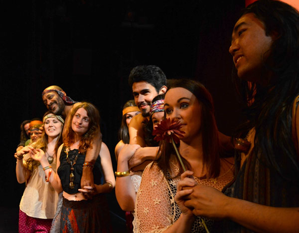 HAIR cast members Ted Dowling, Michelle Lorenz Odell, Justine Scott, Brace Evans, Mikaela Karter, Alison Monda, Adrian Cerrato, Kali Ponza, Becca Brown, and Denny Le