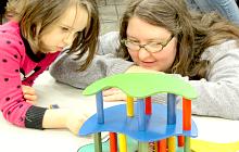 Parent and child making art