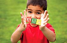 Child with ABC blocks