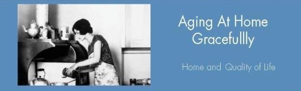 woman at stove with words Aging At Home Gracefully
