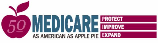 banner saying Medicare as American as Apple Pie