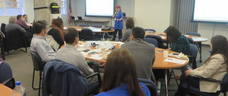 woman speaking to group