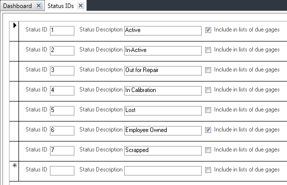 Status ID window
