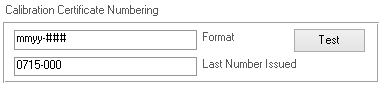 Calibration Certificate Numbering Scheme