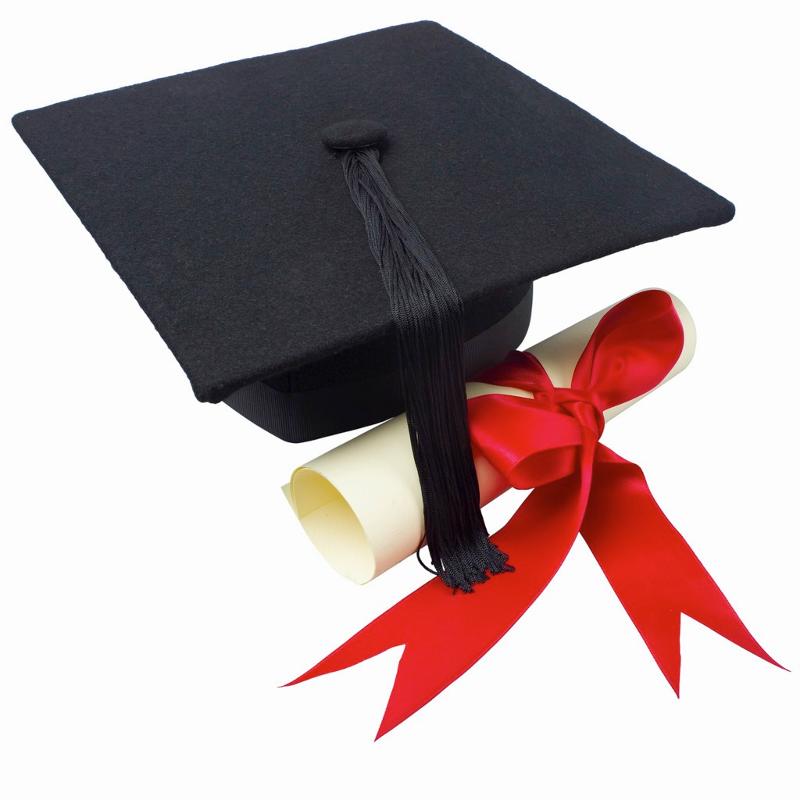 graduation cap and diploma