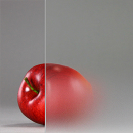 bendheim low iron etch fade glass with apple in background