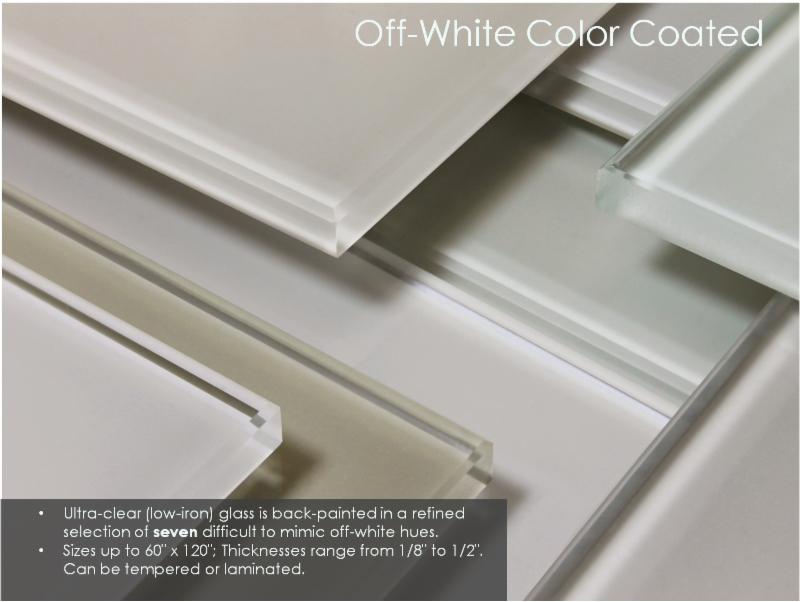 Samples of Bendheim Off White Color Coated Glass