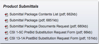 image of product submittals documents