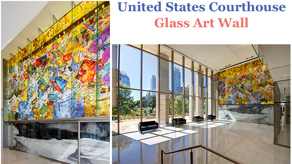 Glass Art Wall at US Courthouse a Sentech Project