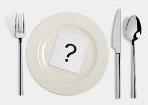 Table place setting with a question mark