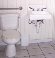 Bathroom sink and toilet
