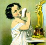 Antique image of girl with powder puff