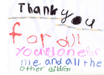 Thank you card from child