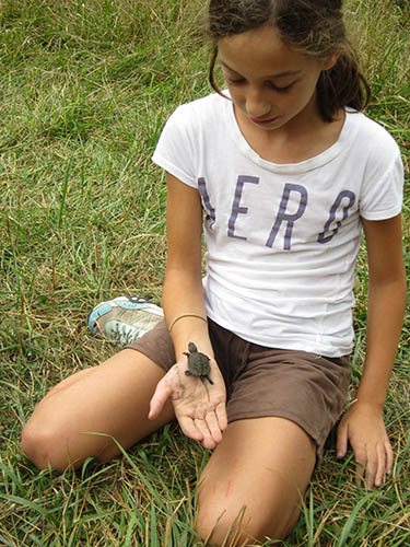 Girl with turtle