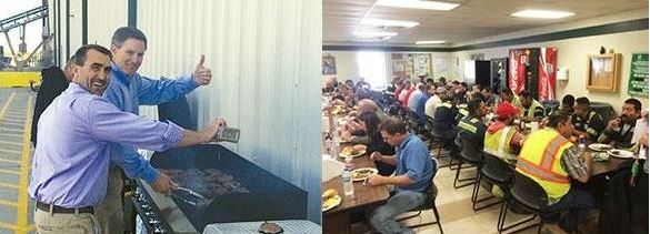 Employees eating lunch