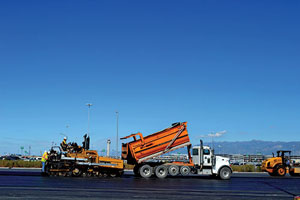 Truck on paving job