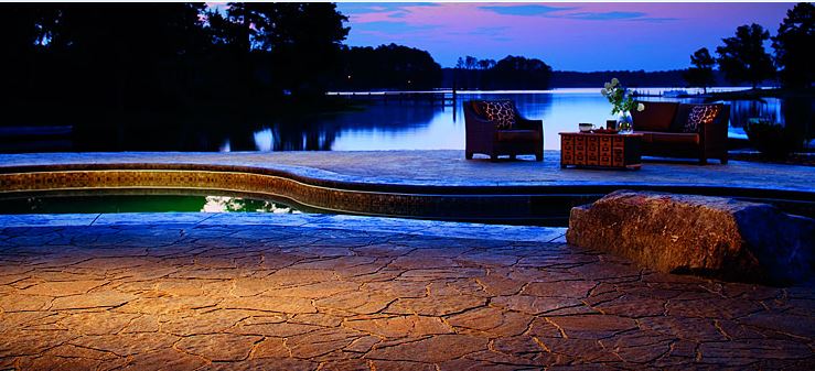Patio set by the water