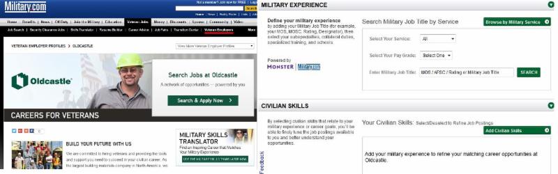 Screen shot of Military Page and MST