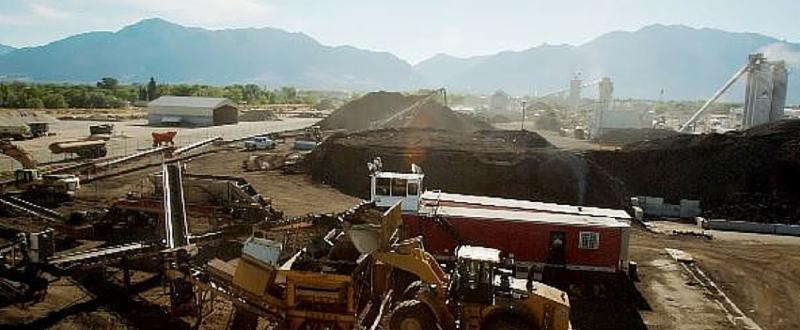 Mountains and machinery at a quarry