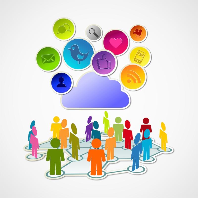 Nuage de symboles de m�dias sociaux