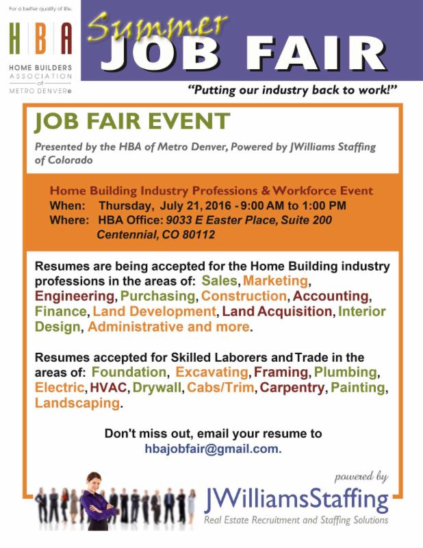 HBA of Metro Denver Summer Job Fair