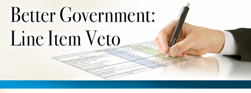 what is the line item veto Line item veto authority refers to the power of a governor to veto individual components (or lines) of a bill passed by the state legislatureaccording to the national association of state budget officers, 44 states allow their governors to veto individual line items of legislative budgets. what is the line item veto Line item veto authority refers to the power of a governor to veto individual components (or lines) of a bill passed by the state legislatureaccording to the national association of state budget officers, 44 states allow their governors to veto individual line items of legislative budgets.