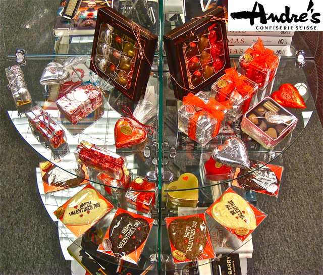 Andre's Confiserie Suisse Valentine's Day Chocolates at Rainy Day Books 01192015